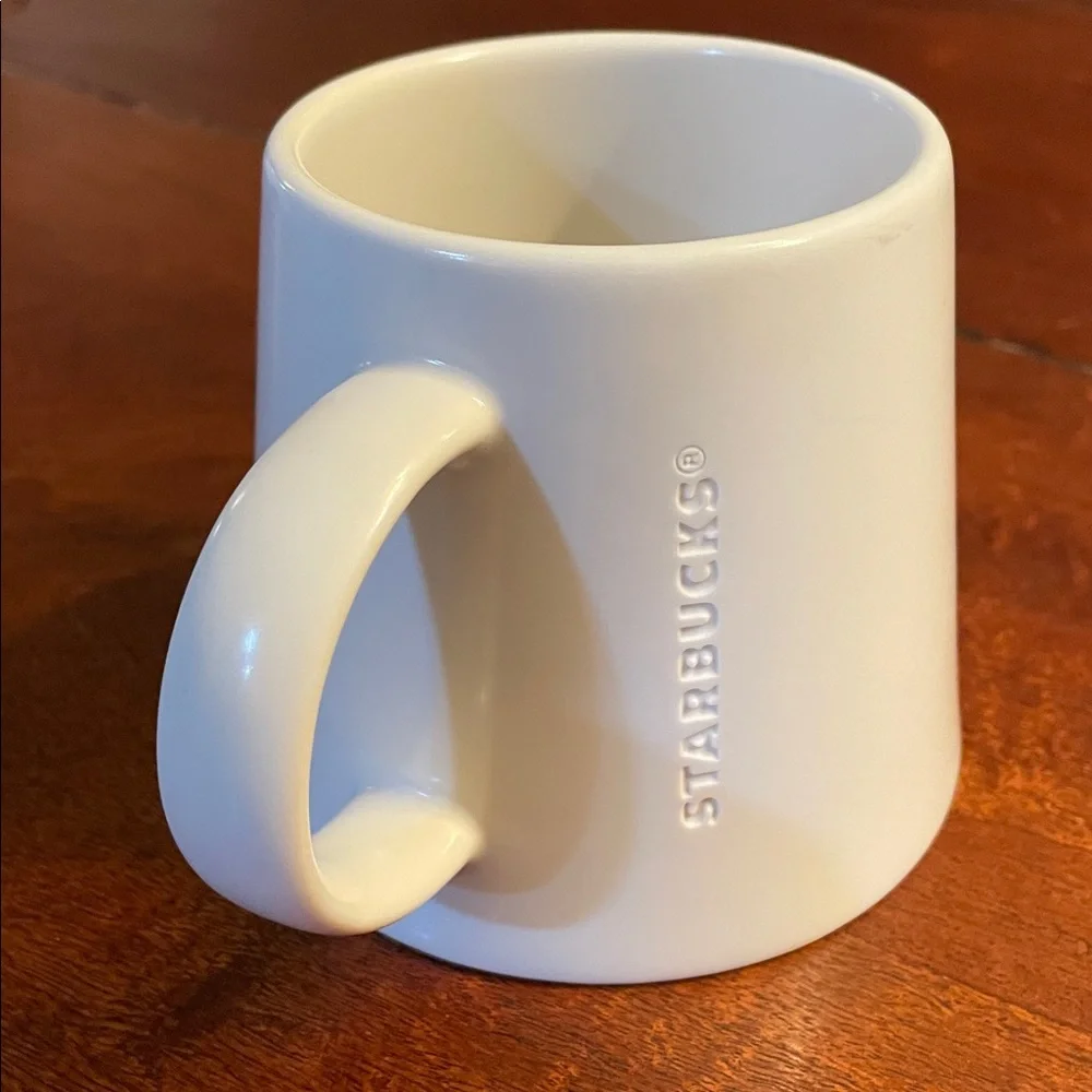 Starbucks 2014 White Ceramic Tapered Coffee Mug 16oz